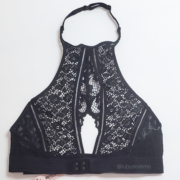 VICTORIA'S SECRET Very Sexy Floral Lace Halter Bralette -Black, XS, New with Tag - Picture 4 of 9